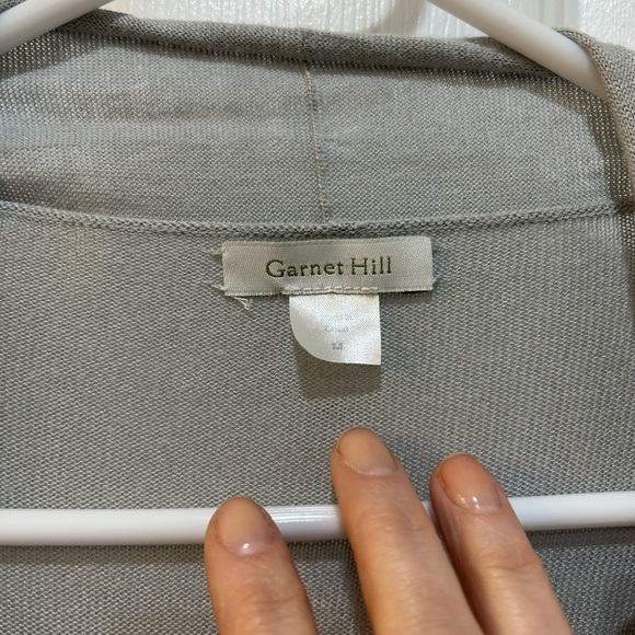 Garnett Hill Long Lightweight Cardigan Ruffle Hem Long Tulip Sleeve Women Sz M - Picture 2 of 6